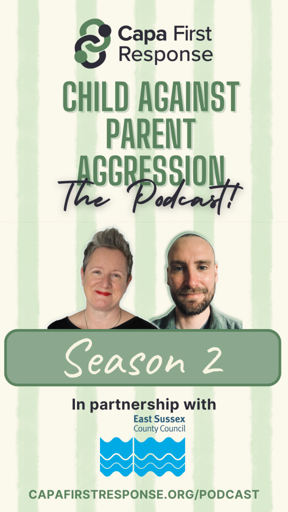 graphic in green and creams stating #The Capa Podcast season 2' with photos of the two presenters, matt and Jane